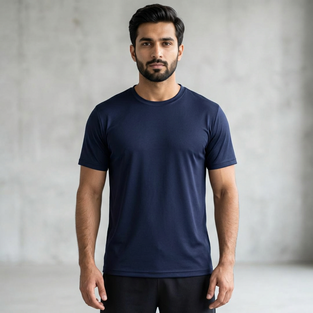 Ruku Garments New Half Sleeve Plain Navy Blue Tshirt For Men
