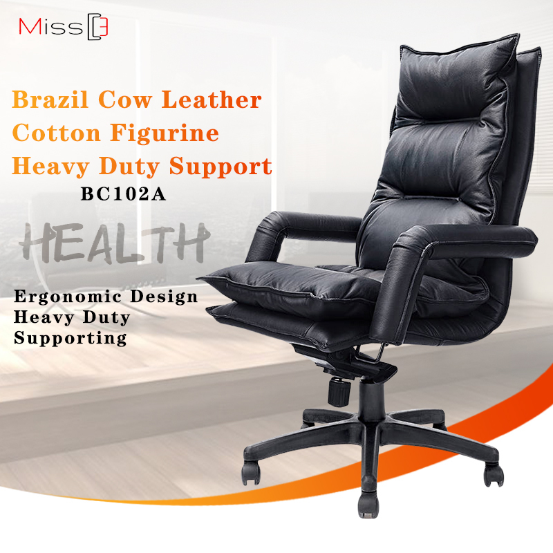 Premium Boss Chair / Director Chair/ Computer Chair - Brazil Cow Leather with Solid Frame + 5 Years Warranty - Heavy Duty Support up 150kgs Singapore