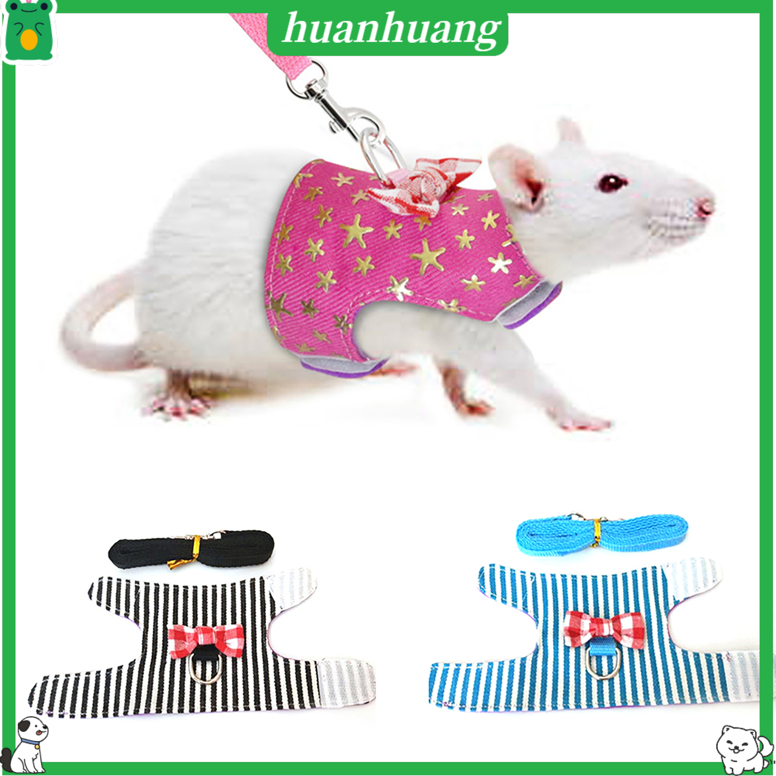 huanhuang\Traction Rope D-ring Design Washable 3 Colors Pet Harness Set for Ferrets