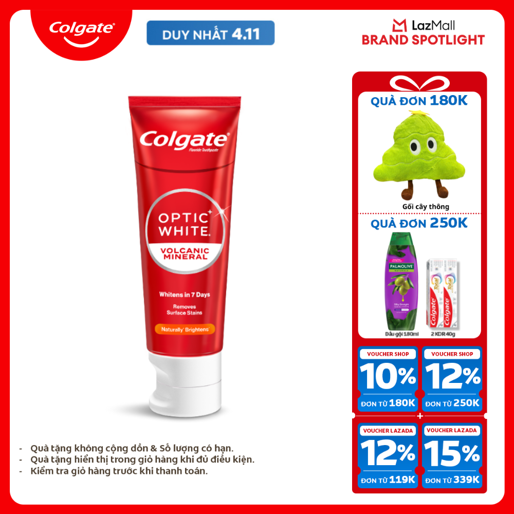 [Chỉ 4.11_X2 Voucher giảm đến 27%] Kem đánh răng Colgate trắng răng Optic White làm trắng sáng răng 