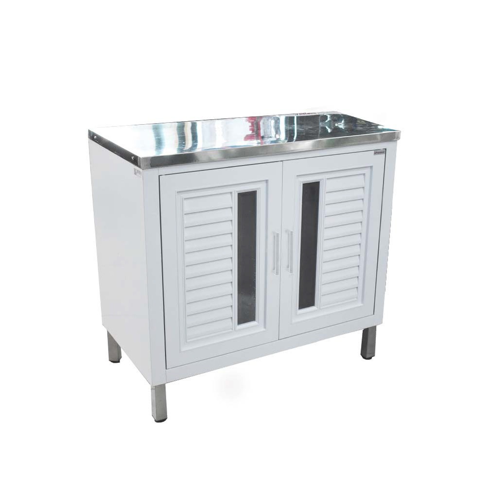 Global House CLOSE ตู้ตั้งพื้นท็อปเรียบ ABS  ALISA ขนาด 90x85x50 ซม. สีขาวออร่า รับประกันของเเท้! - ยี่ห้อ Angelcloset ราคา 3,990 บาท*ส่งฟรี