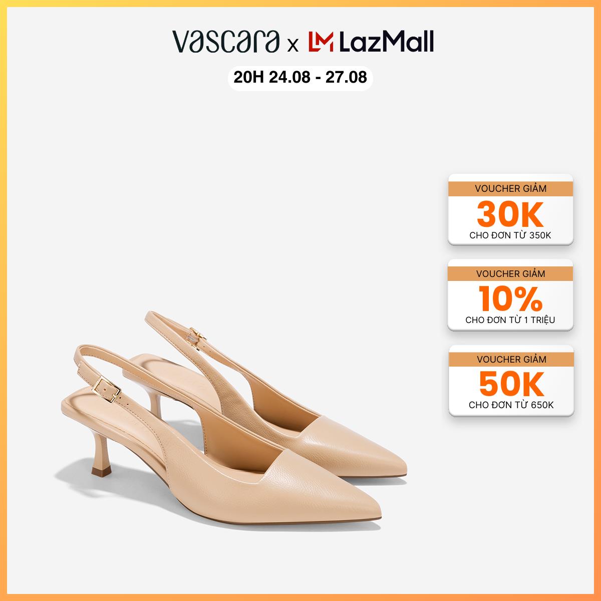Vascara Giày spool heel slingback mũi nhọn - BMN 0652
