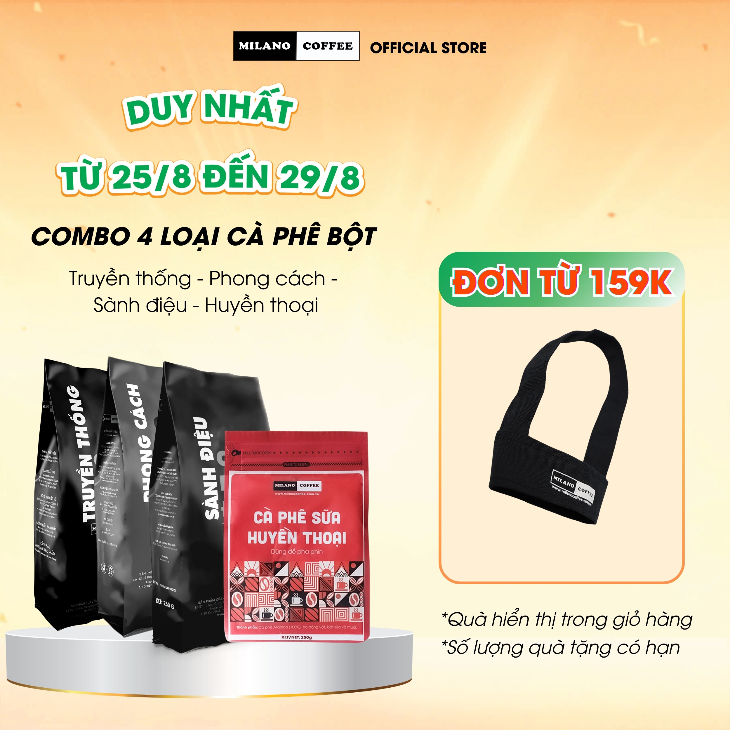 Combo cà phê bột 250gr Loại Truyền Thống - Phong Cách - Sành Điệu - Sữa Huyền Thoại