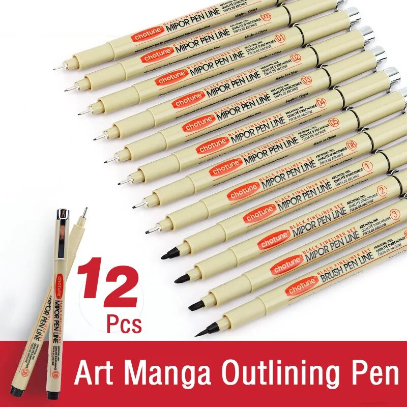Art Manga Outlining Pen Pigment Liner Micron Pen Marker Set Hook Line
