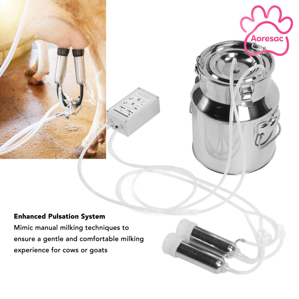 Aoresac เครื่องรีดนมวัว 100 ถึง 240V Enhanced Pulsation System เครื่องรีดนมวัว 14L สำหรับวัวแพะสำหรับทุ่งหญ้า ราคา 12,057 บาท*ส่งฟรี