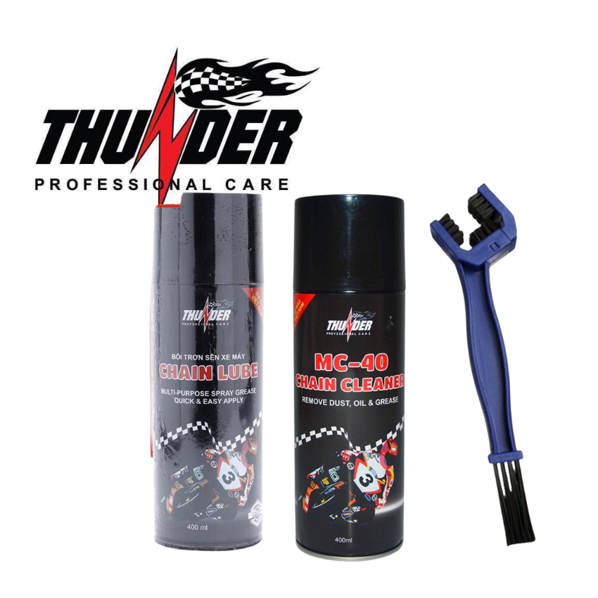Combo Chăm Sóc Sên Xe Máy MC-40 + Thunder 400ml + Bàn Chải Chuyên Dụng