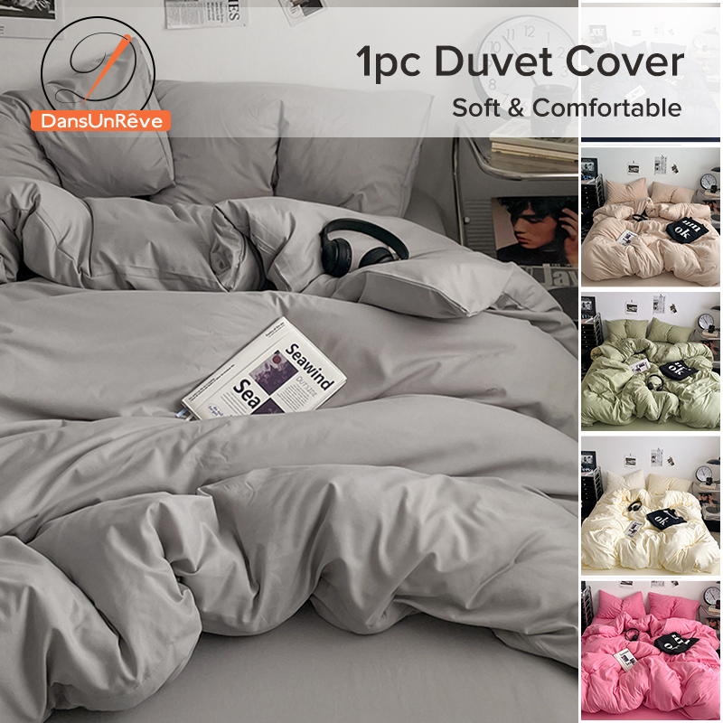Dansunreve Washed Cotton Duvet Cover with Zipper Plain Soft Comforter Cover Quilt Cover Single/Queen/King/Super King ราคา 379 บาท*ส่งฟรี