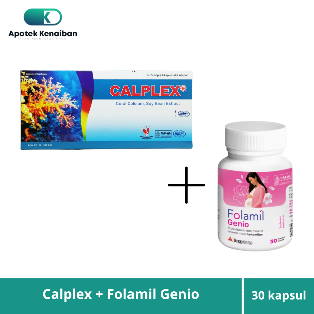 Paket Ibu Hamil Folamil Genio 30 Kapsul dan Kalsium Calplex 30 Kaplet