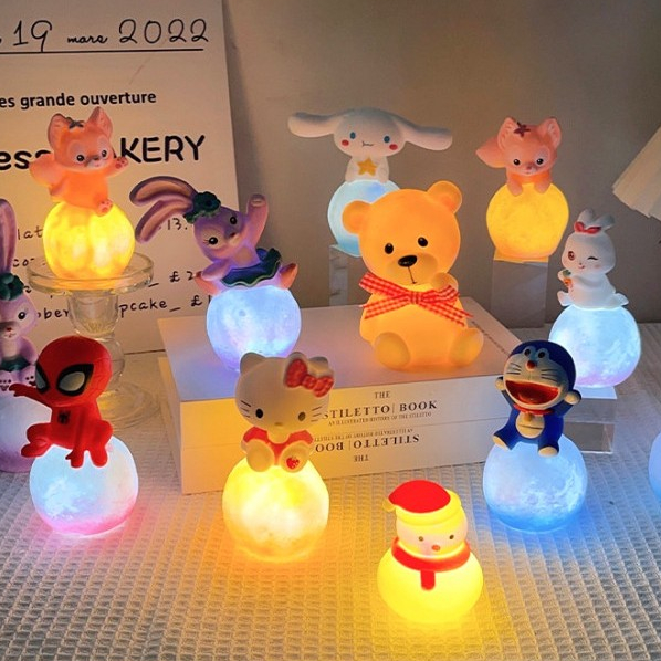 Đèn Ngủ Cuộn Hình hello kitty kuromi cinnamoroll Phát Sáng Đáng Yêu Làm Quà Tặng Cho Bé