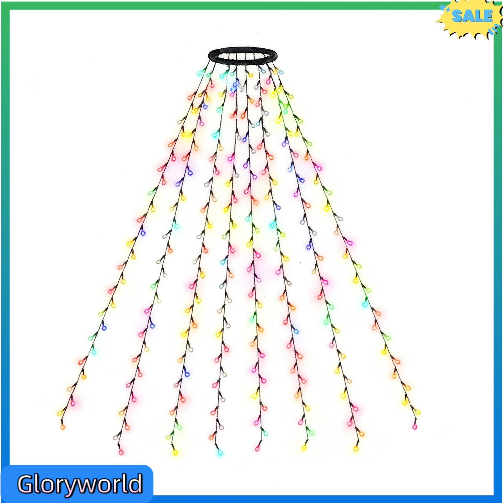 Gloryworld Dễ Dàng Cài Đặt Đèn dây giáng sinh Hiệu ứng thác nước Cây Giáng Sinh Đèn chuỗi đèn LED giáng sinh Đèn Với 8 Chế độ Sao Topper Không Thấm Nước dùng nguồn USB Chức Năng Bộ Nhớ-Hoàn Hảo Cho Giáng Sinh