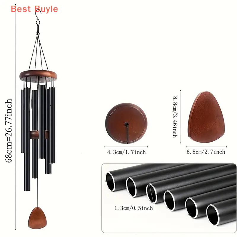💖Best Buyle Classic 26 Inch Aluminum Pipe Wind Chimes With Wooden Hanging Tag Farmhouses Terraces Gardens Balcony Corridor Decoration
