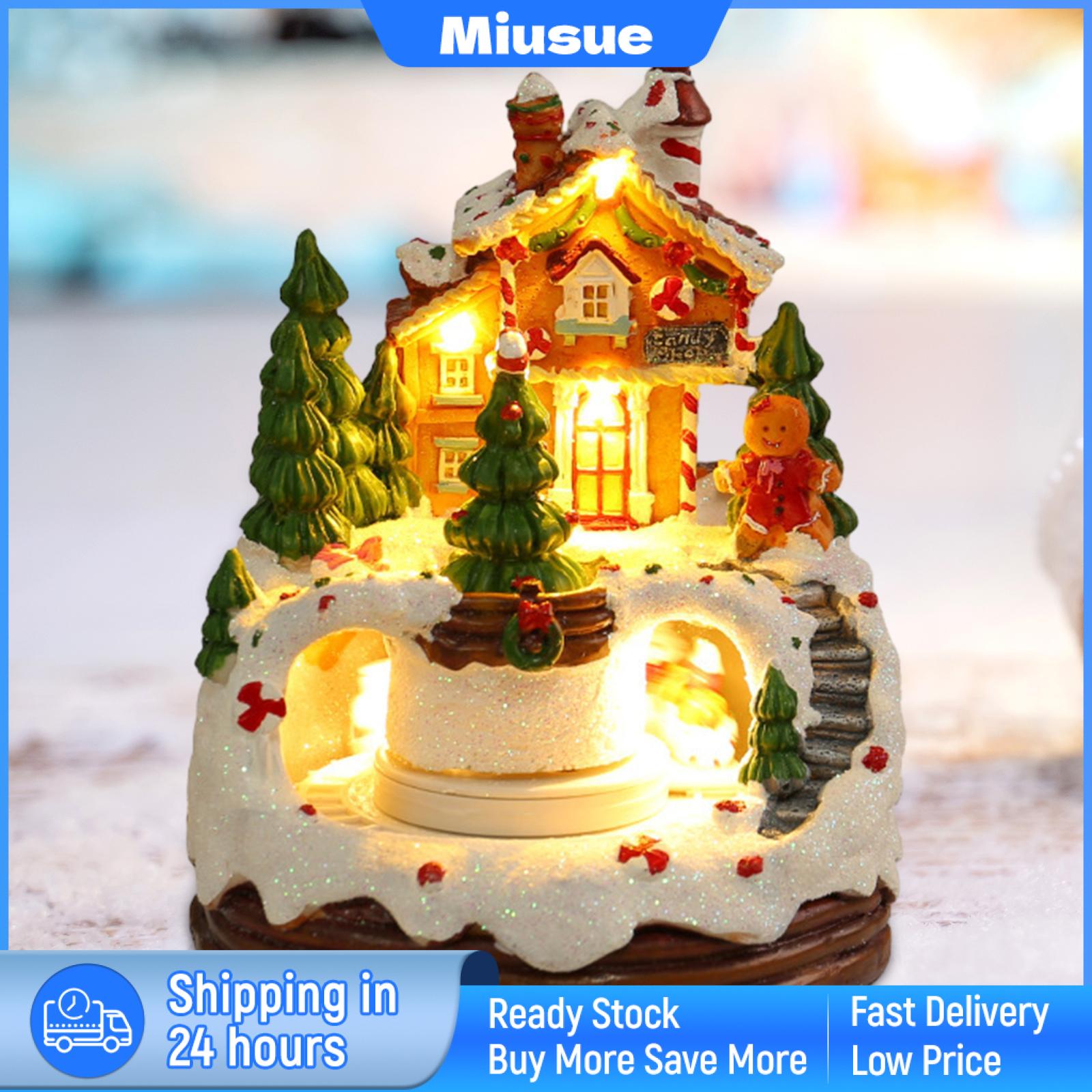 Miusue Christmas Music Box Christmas Desktop Decorations Gift Resin