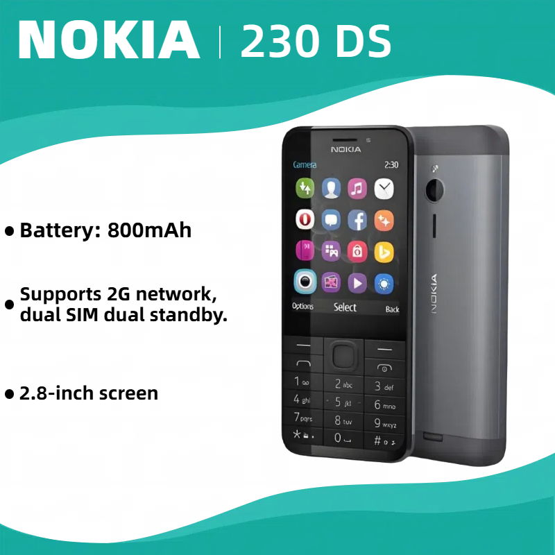 Nokia 230 DS | Dual SIM | Classic Bar Design | FM Radio | 2.8 "Screen | Long Lasting Battery | Black, White ราคา 1,474 บาท*ส่งฟรี