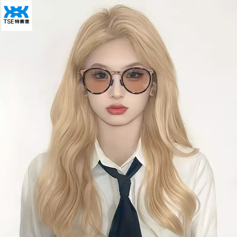 Tse Front Lace Natural Wig Headset Female Middle Split White Gold Long Curled Wigs Imitation Real Hair DX-SZ-42B ราคา 1,292 บาท*ส่งฟรี