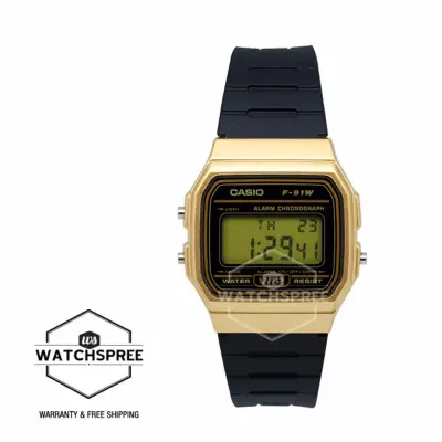 [WatchSpree] [BEST] Casio Standard Digital Black Resin Band Watch F91WM-9A F-91WM-9A [Kids]