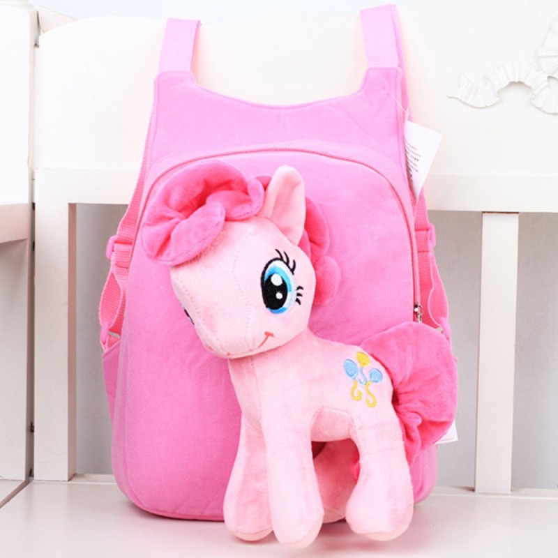 Children Kids Baby Girls Cute 3D Horse Cartoon Pony Short Plush Schoolbag School Bag Backpack for 3-7 Years Old Kids Pink - intl