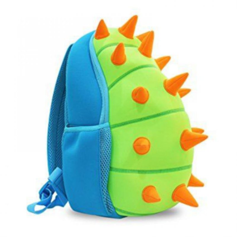 KinderBrands Nohoo Ergonomic 3D Zoo Animal Spikes Kids’ Neoprene Backpack School Bag – Blue & Green