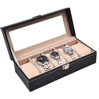 [ Starzdeals ] 5 Slot Watch Jewelry Storage Display Case Watch Box / Watch Case / Watch Boxes / Watch Storage Box / Watch Display / Watch Storage / Watch Display Case