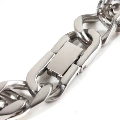 Silver Tone 316L Stainless Steel Curb Chain Mens Chunky Fashion Bracelet 23cm - intl