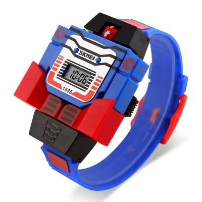 SKMEI Brand Watch 1095 Fashion LED Digit Kids Watch Sports Cartoon Children Watches Cute Relogio Relojes Robot Transformation Toys Boys Wristwatch - intl