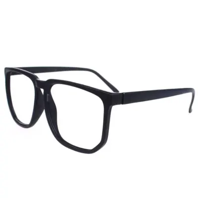 YBC Unisex Oversized Retro Nerd Geek Clear Lens Plain Optical Glasses Black