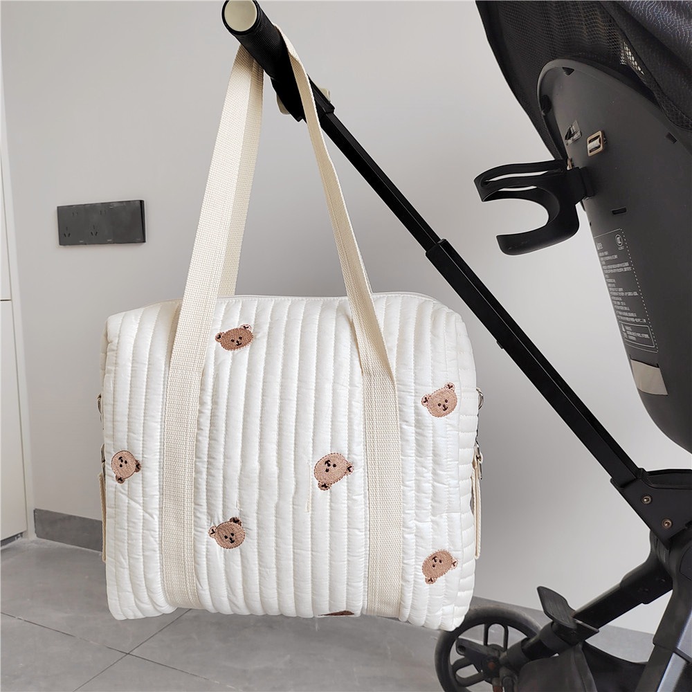 SA81187 Phong cách Hàn Quốc Túi hoạt hình cho mẹ Gấu Sức chứa lớn Túi xách nữ Đơn giản Nhiều túi Túi đựng tã cho bé Thai Sản