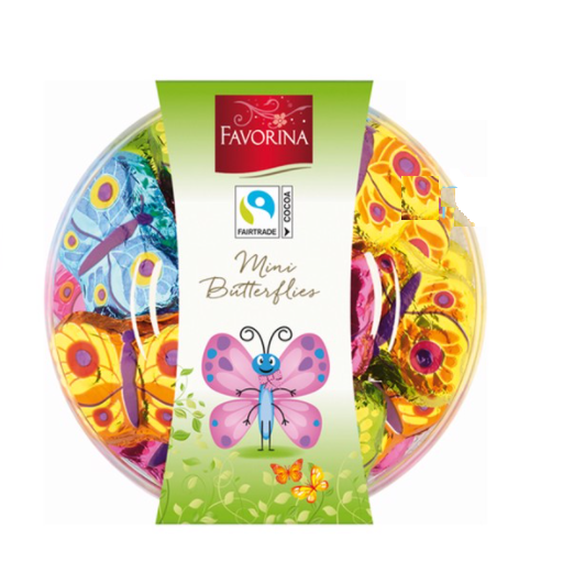 Socola hình bướm các màu trong hộp nhựa tròn Favorina Mini 125g