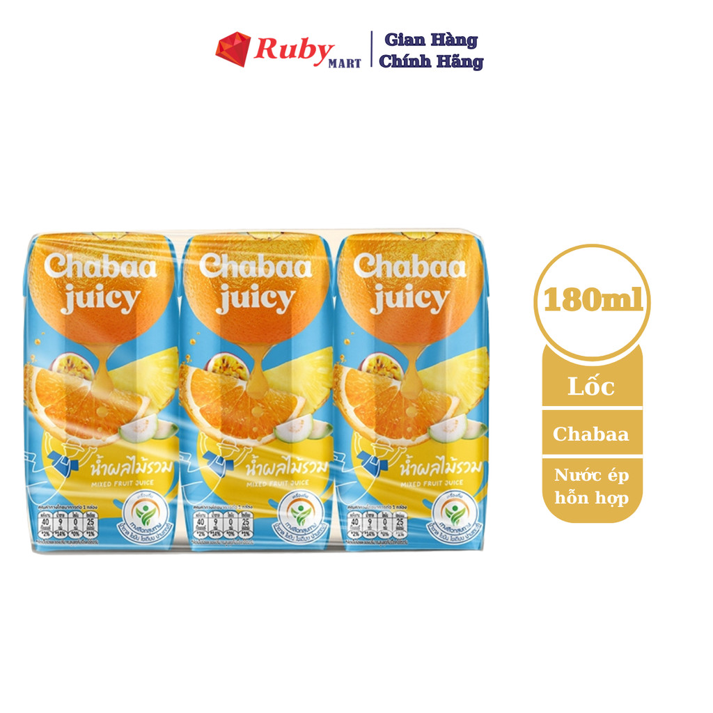 Lốc Nước Ép Hỗn Hợp Trái Cây Chabaa Juicy 3 Hộp x 180ml