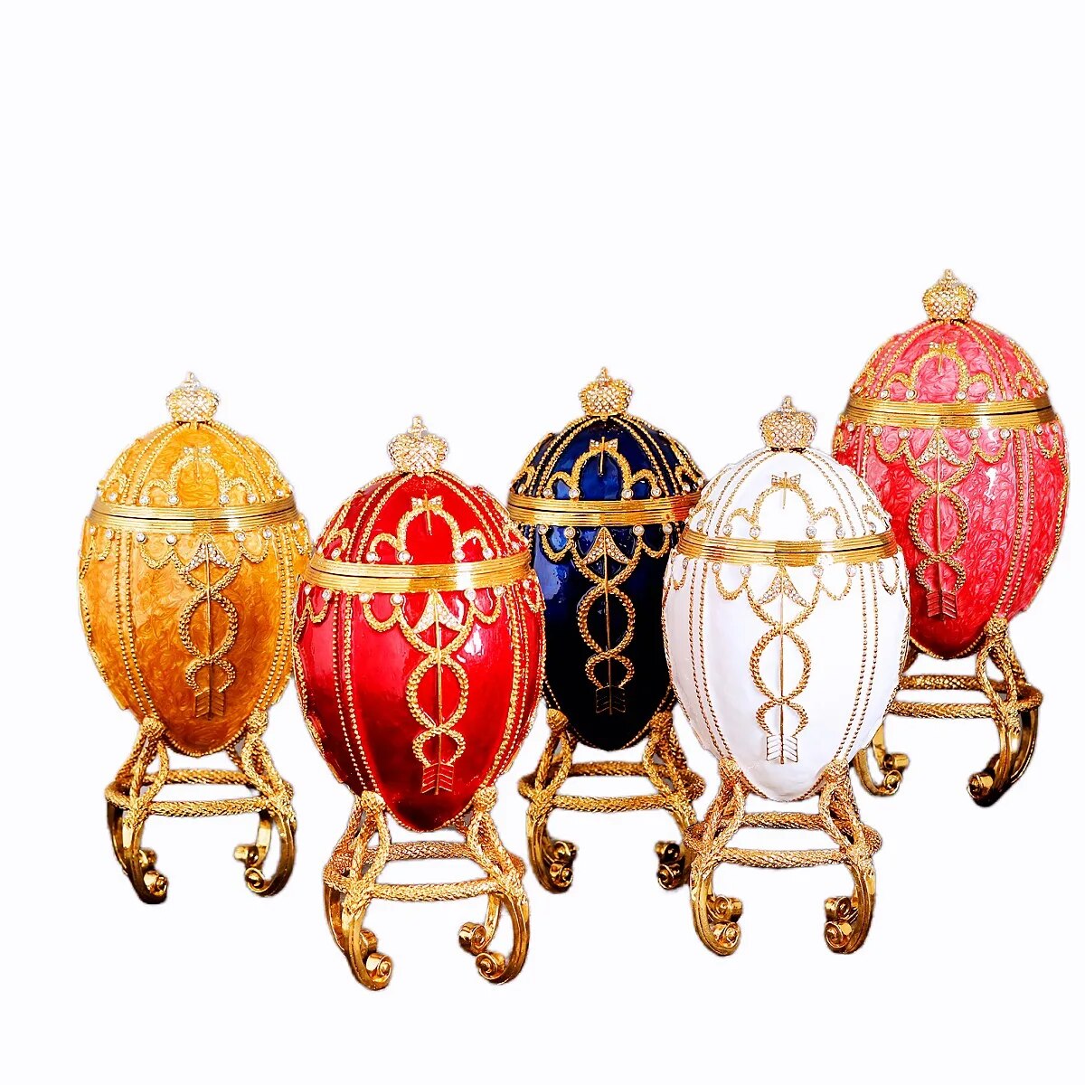 【Special offer】 Qifu 1895 Rosebud Faberge Egg With Carriage For Home Decor