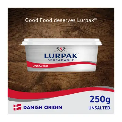 Lurpak Spreadable Unsalted Butter in Tub 250gm
