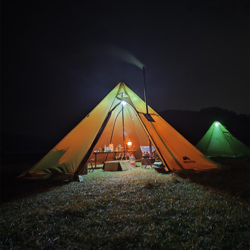 【100% Authentic】Lixada 5-8 People Tipi Hot Tent with Stove Jack Camping Pyramid Teepee Tent for Camping Backpacking Hiking · v25