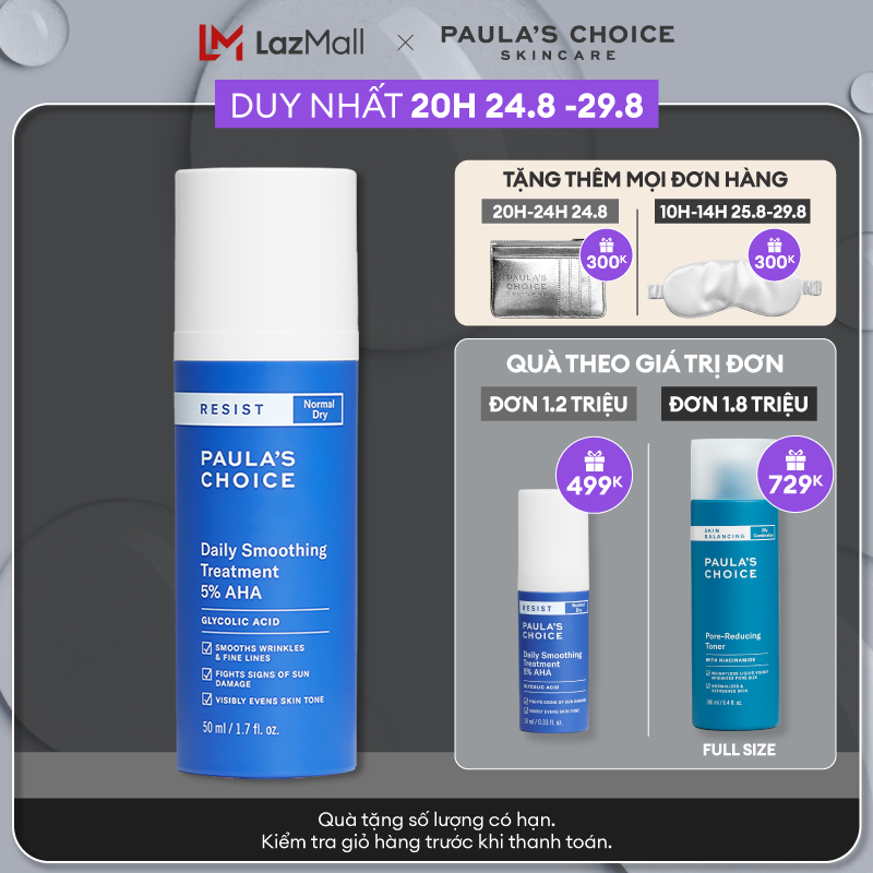 Kem tẩy da chết bề mặt làm sáng mịn và đều màu da Paula’s Choice RESIST Daily Smoothing Treatment With 5% AHA 50 ml 7660
