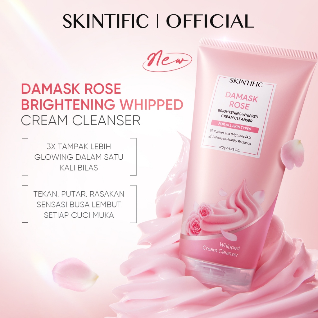 SKINTIFIC - Damask Rose Brightening Whipped Cream Cleanser Glowing Gentle Soft Foamy Sabun Cuci M...