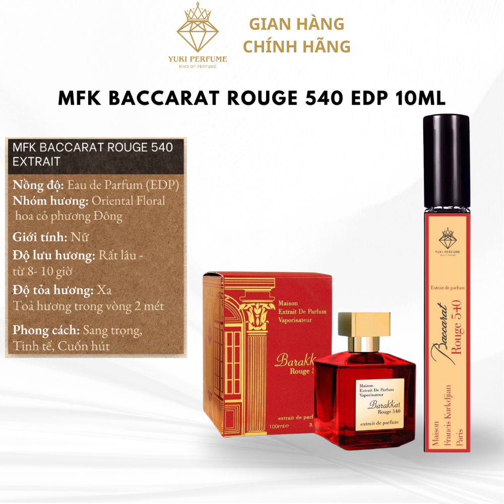 Nước Hoa Nữ 𝐌𝐅𝐊 𝟓𝟒𝟎 EDP 10ml Mẫu thử nước hoa chiết nữ cao cấp hương hoa cỏ ngọt ngào