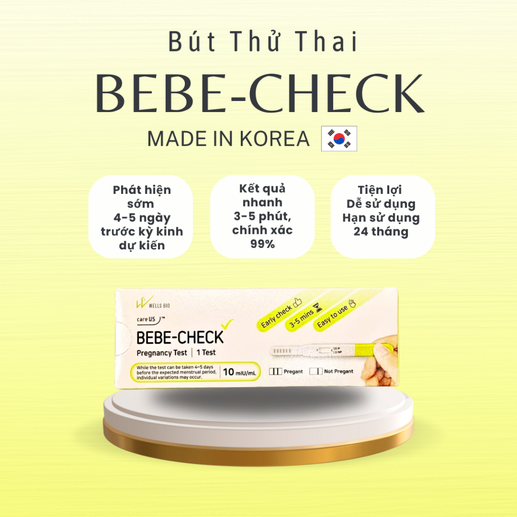 [Che Tên] Que Thử Thai Sớm BEBE-CHECK Korea (dạng bút) Chính Xác, Tiện Dụng, Nhanh Chóng