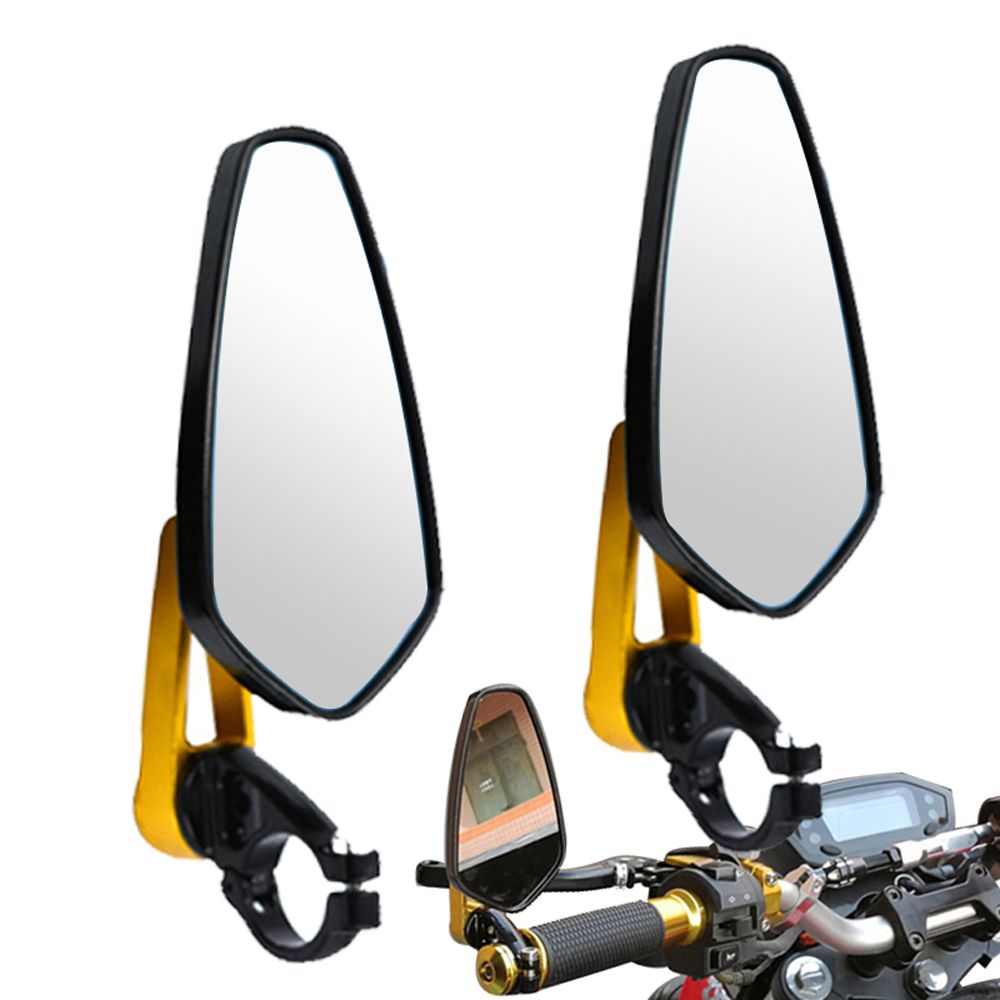 DUOJI 2PCS Xe máy Universial Xe máy Phụ Kiện 180 độ Xoay Thủy Tinh màu trắng Sửa đổi Tay Lái Side Chiếu Hậu Gương Xe máy Gương Xe máy Chiếu Hậu Gương Bar End Gương