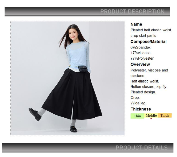 Giordano Women Pleated half elastic waist crop skirt pants Free Shipping 18425502 · v3
