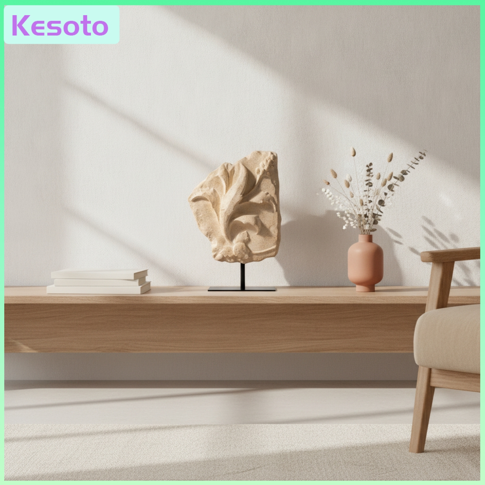 Kesoto Textured Sculpture on Stand Minimalist Resin Stone Sculpture Wabi-Sabi Tabletop Statue Modern French for Home Decorators, Art Collectors, Bookshelf ราคา 17,355 บาท*ส่งฟรี