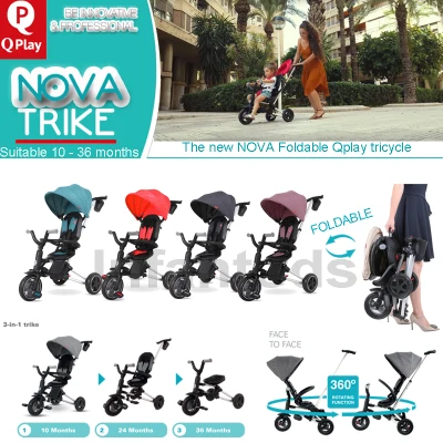 Q Play Nova Tricycle EVA Edition, Compact Folding Tricycle. 3 in 1 trike. Suitable for 10 - 36 months.
