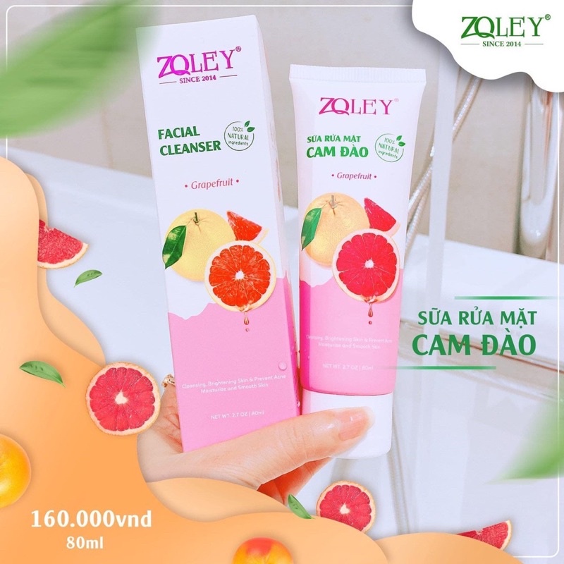 Sữa rửa mặt cam đào zoley 80ml