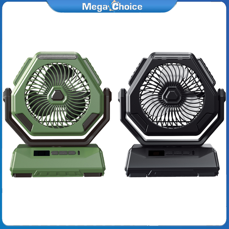 MegaChoice【Fast Delivery】Portable Camping Fan With LED Light Rechargeable 6000Mah Outdoor Camping Fan 6” Rotation Tent Fan For Travel Fishing Picnic ราคา 516 บาท*ส่งฟรี