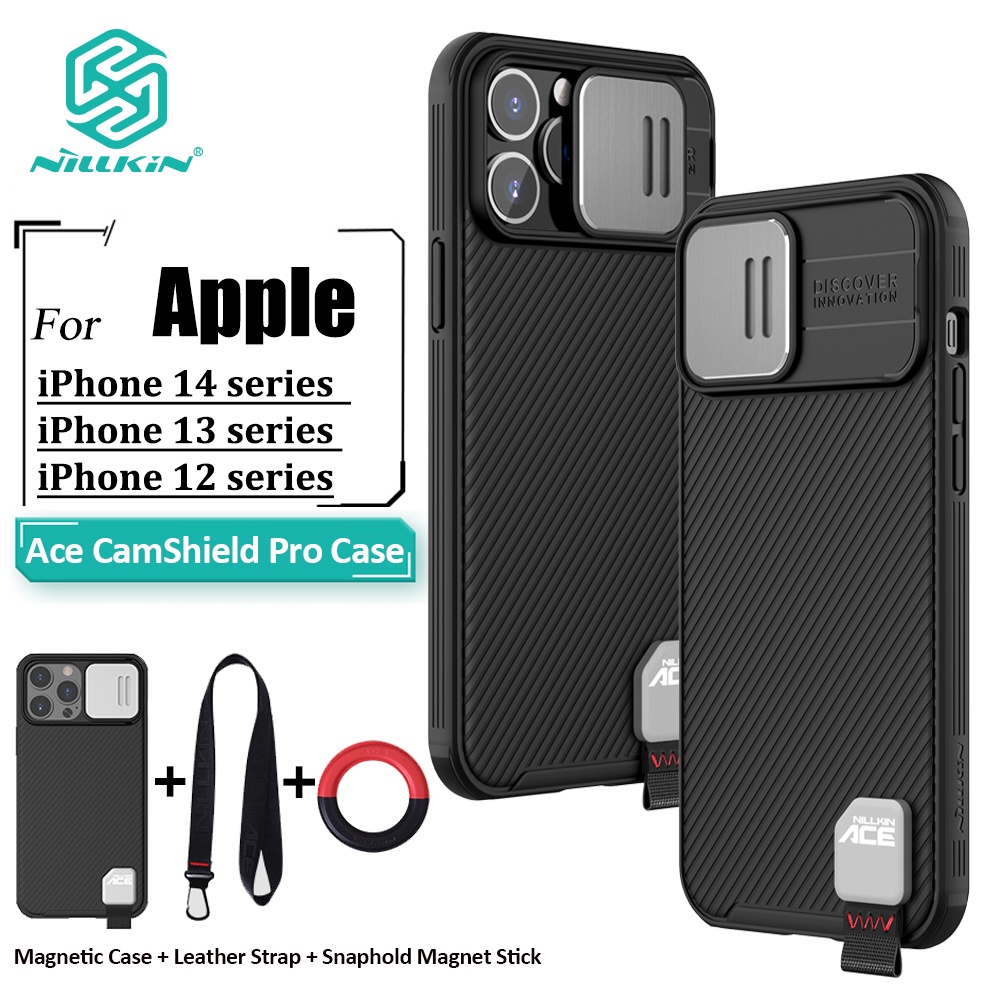 Ốp điện thoại nillkin ace camshield pro có dây đeo nam châm cho iphone 14 pro max 14 plus 13 pro max 12 pro max 13 12 pro