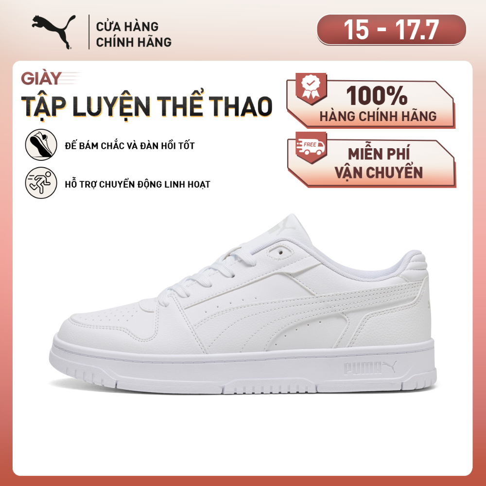 Giày Thể Thao PUMA Unisex Rebound Slam Lo White-Glacial Gray Màu Trắng
