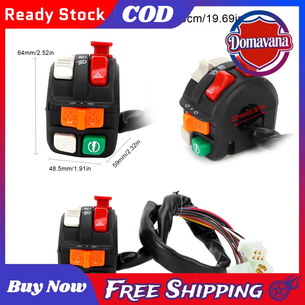 Domavana Interruttore Manubrio Moto Tay Cầm Nút 22Mm Tay Cầm Công Tắc Cao Chùm Thấp Ánh Sáng Bật Đánh Lửa Nút Điều Khiển Giá 652,000 Đồng*Miễn phí vận chuyển
