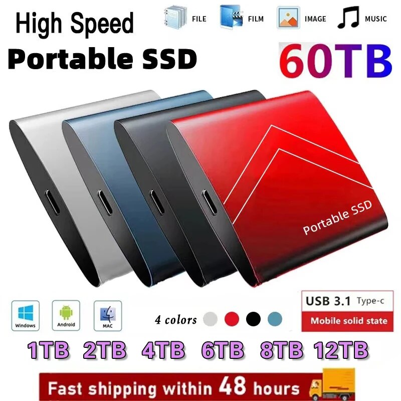 60TB 30TB External SSD 16TB 12TB Portable SSD External Hard Drive USB 3.2