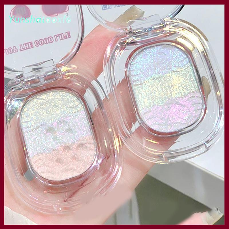 yunshataoxf Dikalu khoai tây nghiền kết cấu long lanh Phấn mắt màu tím vàng hồng ngọc trai long lanh cơ thể Highlighter 3 trong 1 Bảng trang điểm