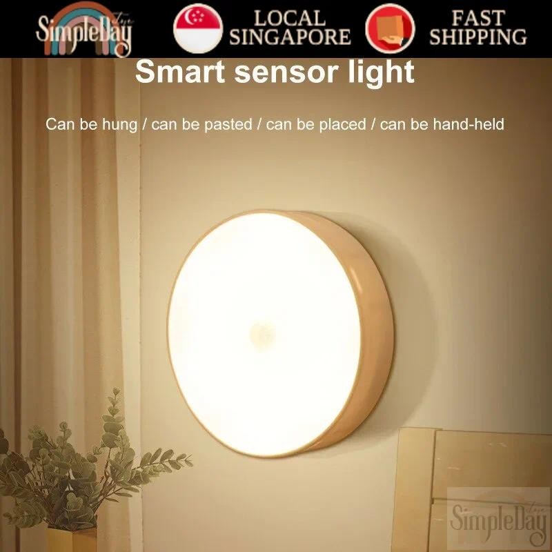 ⭐SG⭐ LED Motion Sensor Night Light Rechargeable Tri-Colour Wall Lamp for Bedroom Closet Kids Room