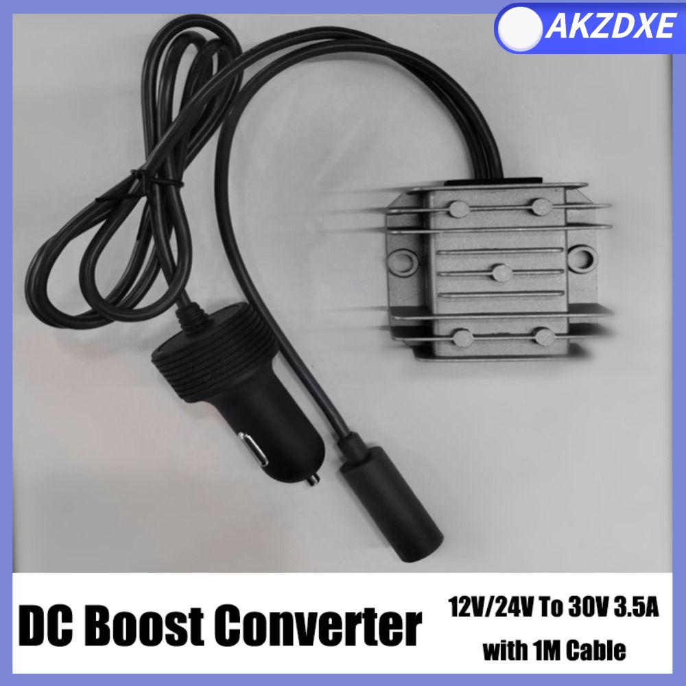 AKZDXE 12V/24V đến 30V 3.5A Bộ chuyển đổi điện ô tô với cáp 1M Bộ chuyển đổi 10-28V Bộ chuyển đổi nguồn DC Chất lượng cao Công suất cao Bộ chuyển đổi tăng áp DC Dành cho xe tải