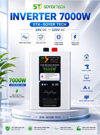 KÍCH CHUYỂN ĐỔI NGUỒN ĐIỆN 24V-220V 7000W mã STK - SOYER TECH PHÂN PHỐI STK-24V
