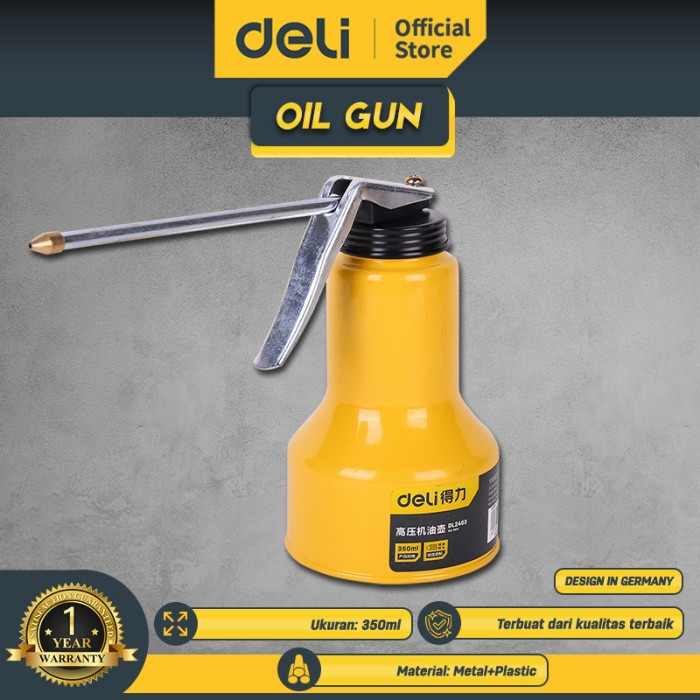 Deli Oil Gun / Botol Pompa Oli Ukuran 350ml Metal Alat Perkakas DL2403 Harga 21,600 rupiah*Gratis Ongkir